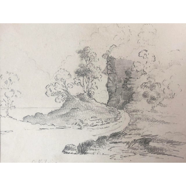 English 19th Century Antique English Graphite Landscape Drawing For Sale - Image 3 of 8