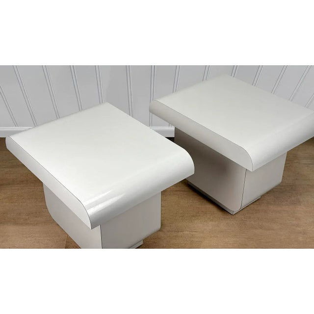 Vintage Postmodern White Lacquered End Tables - A Pair For Sale - Image 6 of 10