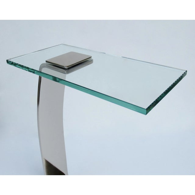 C.1980's D. I. A. (Design Institute for America) Cantilevered, Polished Nickel & Glass Top Accent/Occasional/Drinks Table For Sale - Image 10 of 12