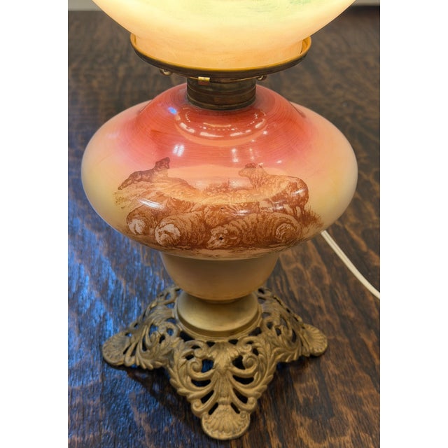 Rare Antique Victorian Gone With the Wind Lamp Matching Hand-Painted Companion Shades For Sale - Image 13 of 15