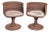 Rare Pair of 1960s Rattan Swivel Armchairs, Wood Top For Sale