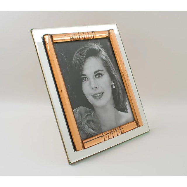 1940s French Copper Pink and Silver Mirrored Glass Picture Frame, 1940s For Sale - Image 5 of 10