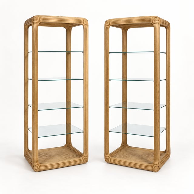 Wood 1970s Organic Modern Pencil Bamboo Crespi Style Etageres Shelves Bookcases - Pair For Sale - Image 7 of 7