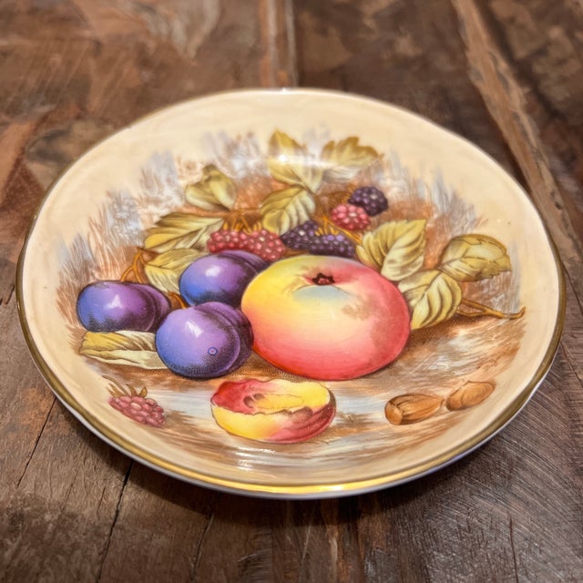 1950s 1950s Aynsley HandPainted Toothpick Holder & Matching Saucer Set- a Pair For Sale - Image 5 of 11