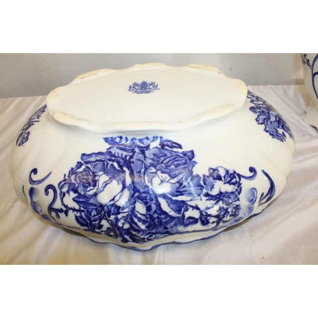 Late 20th Century Staffordshire English Ironstone Hand Painted Porcelain Bowl & Pitcher For Sale - Image 11 of 11