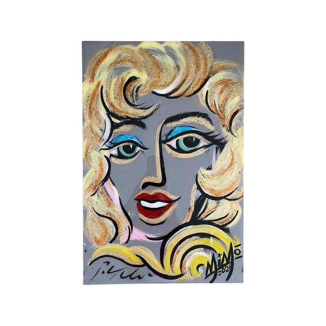 Yellow “Marilyn Monroe” Contemporary Abstract Portrait Collaboration with Peter Keil and MiMo (Mike Mozart) For Sale - Image 8 of 8