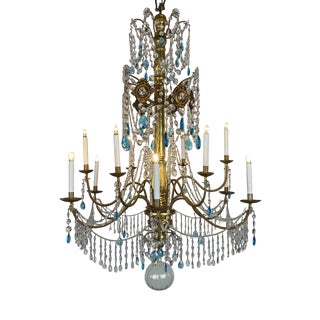Empire Genoese Golden Twelve-Light Chandelier For Sale