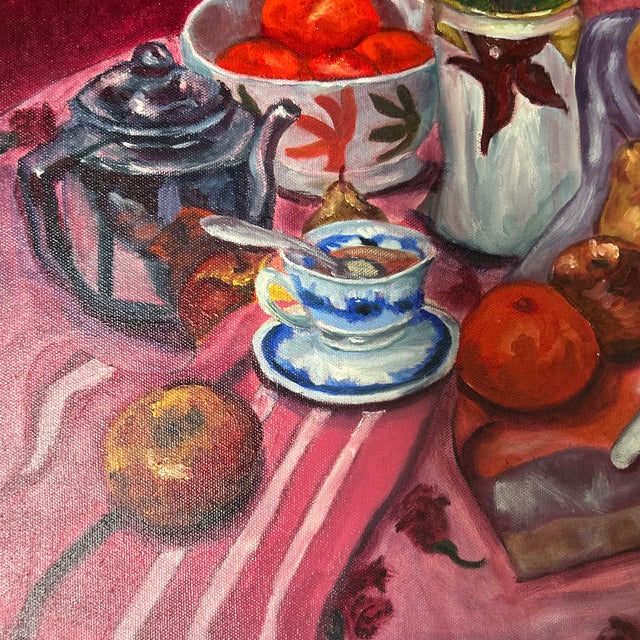 2000 - 2009 2000’s Expressionist Fruit & Floral Still Life Painting For Sale - Image 5 of 9