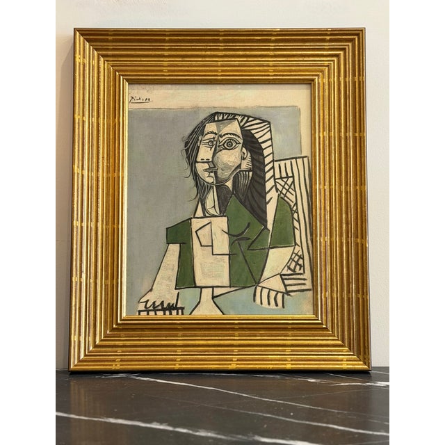 A striking and iconic composition after Pablo Picasso’s Femme Assise (1953), one of the artist’s enduring explorations of...
