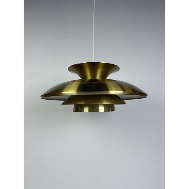 Danish Pendant Lam in Brushed Aluminium, 1970s For Sale - Image 4 of 4