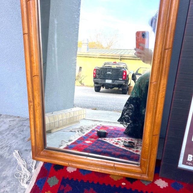 1970s 1970s Vintage Faux Bamboo Mirror in Natural Color For Sale - Image 5 of 6