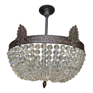 1930s Neoclassical Crystal Chandelier With Rococo Shell Motifs – Antique Bronze Finish