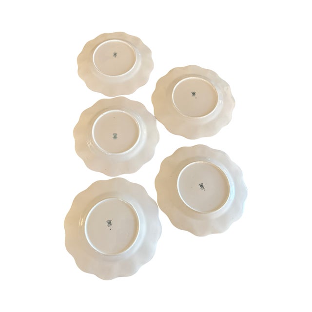Ceramic Set of Five Antique English Coalport Indian Tree Scalloped Luncheon Plates, Circa 1891–1919 For Sale - Image 7 of 10