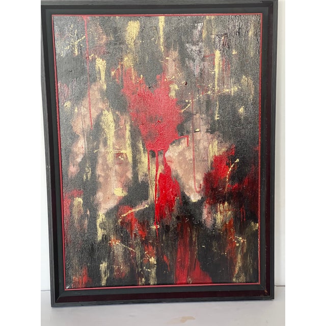 Impressive dramatic abstract oil on canvas painting by Norma Smith , Boca Raton. Framed by Michaels gallery.
