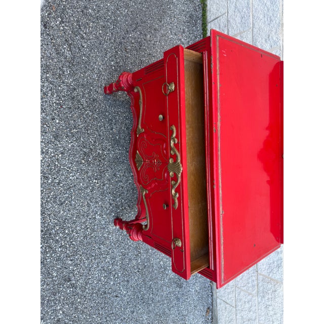 Mid 20th Century Vintage French Provincial Style Red Painted Buffet Cabinet For Sale - Image 5 of 12