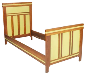 Art Nouveau Carved and Painted Solid Cherrywood Daybed, 1920s