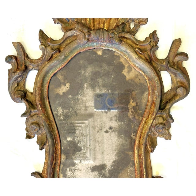 17th Century English Rococo Double Branch Candle Holder Wall Mirror For Sale In West Palm - Image 6 of 18