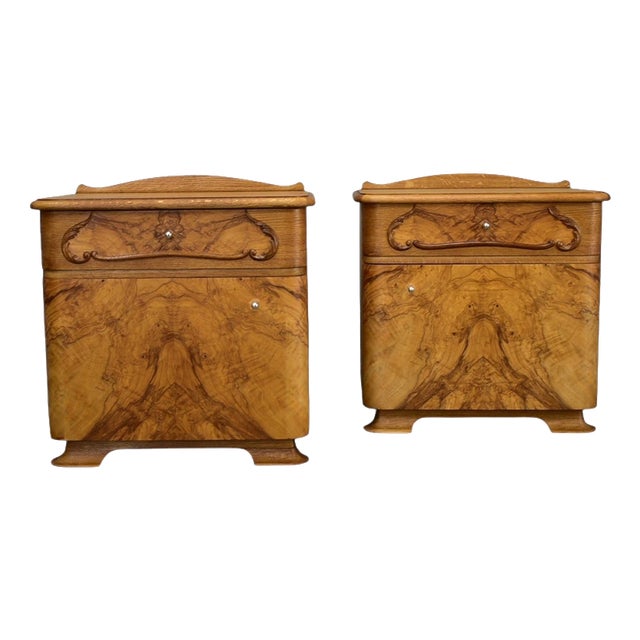 Art Deco Bedside Tables, Czechoslovakia, 1939, Set of 2 For Sale