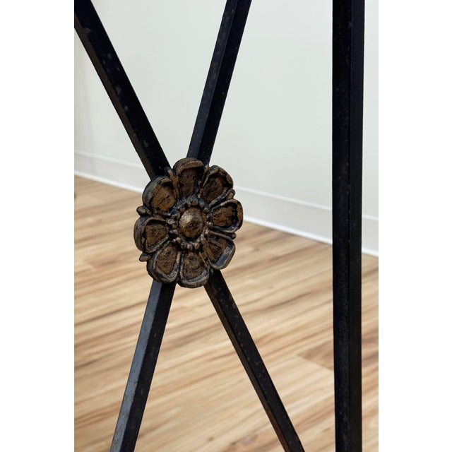 Vintage Stone Top Medallion Iron Console Table For Sale - Image 15 of 15