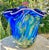 Artist Signed Paul Allen Counts Large Blue Swirl Ruffled Handkerchief Art Glass Vase | Studio Glass Fazzoletto 15"H...