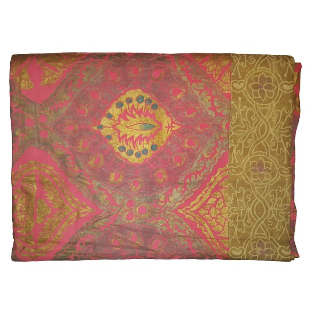 Mediterranean Peacock Sateen Linen Throw / Bedspread For Sale - Image 3 of 3