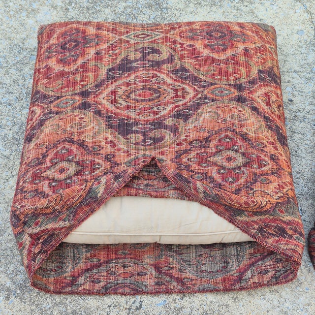 1960s Ficks Reed Style Pagoda Rattan Bamboo Lounge Chair Tapestry Covered Cushions For Sale - Image 10 of 12