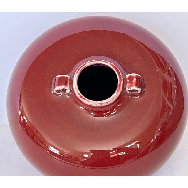 Ceramic Chinese Red Vessel For Sale - Image 7 of 9