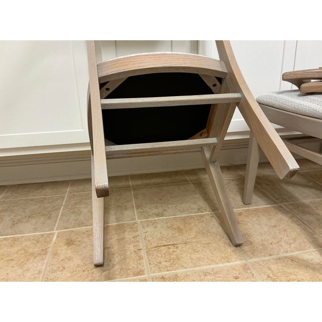Wood 1940s Custom Refinished Cerused Solid Oak Mid-Century Transitional Dining Chairs - Set of 6 For Sale - Image 7 of 13