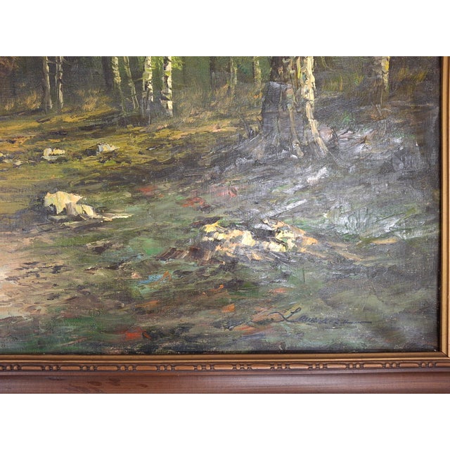 American School, 20th Century River Side Landscape, Oil on Canvas Frame For Sale - Image 10 of 12