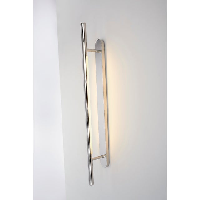 Modern Kelly Wearstler for Visual Comfort Signature Rousseau Large Bracketed Sconce in Polished Nickel with Etched Crystal For Sale - Image 3 of 4