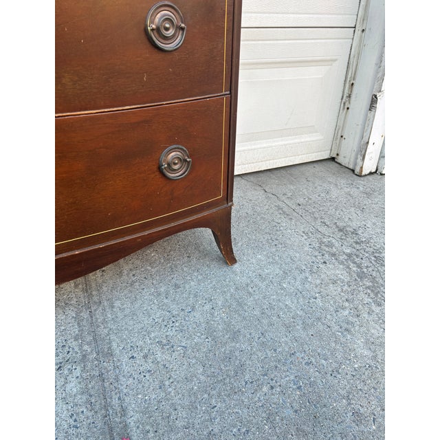 Brown Antique Mahogany Highboy Dresser | Early 1900s Colonial Revival Tall Chest of Drawers | Traditional American Bedroom Furniture | Solid Wood For Sale - Image 8 of 12