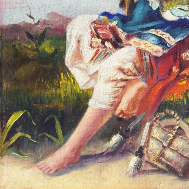 Young Woman Seated' by Jozsef Biro, Circa 1920 Hungarian Figural Oil, Academie Julian, Academie De Geneve For Sale - Image 4 of 8