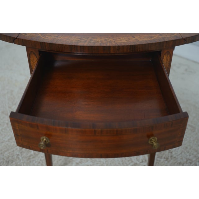 2000 - 2009 Maitland Smith Mahogany Inlaid 1 Drawer Pembroke Table For Sale - Image 5 of 18