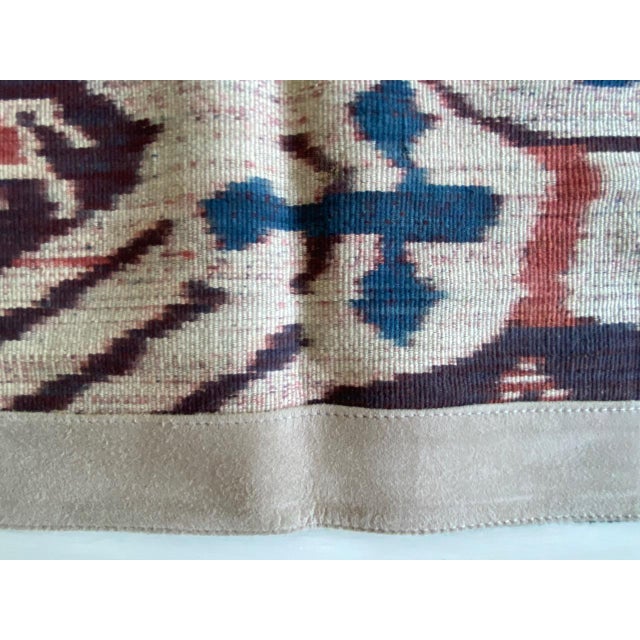 Orange Antique Sumba Hinggi Hip Cloth with a Suede Border For Sale - Image 8 of 18