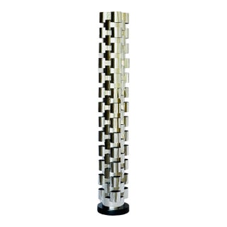 1970s Mid Century Modern Curtis Jere Polished Steel Floor Lamp For Sale