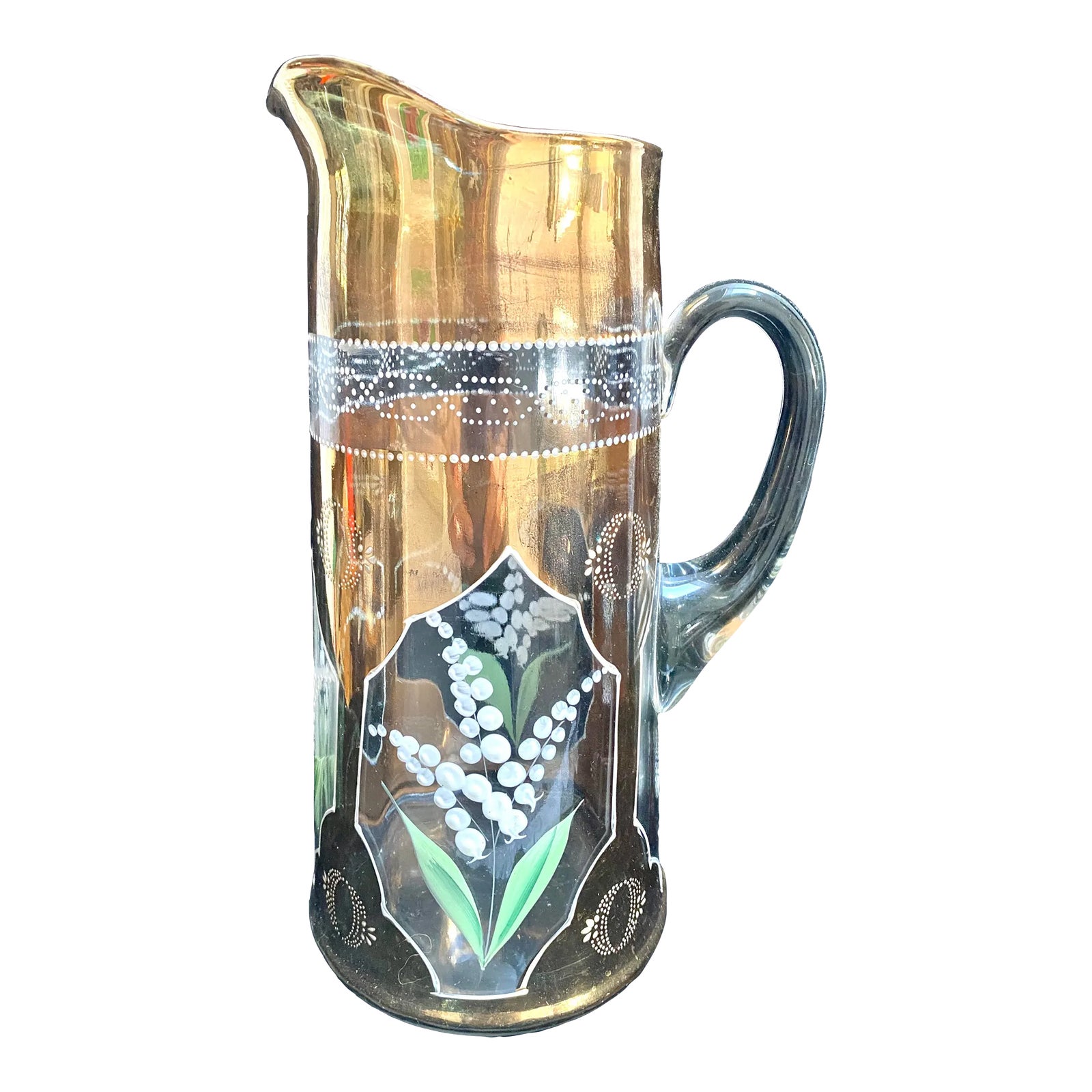 Antique Hand-Painted Moser Pitcher | Chairish