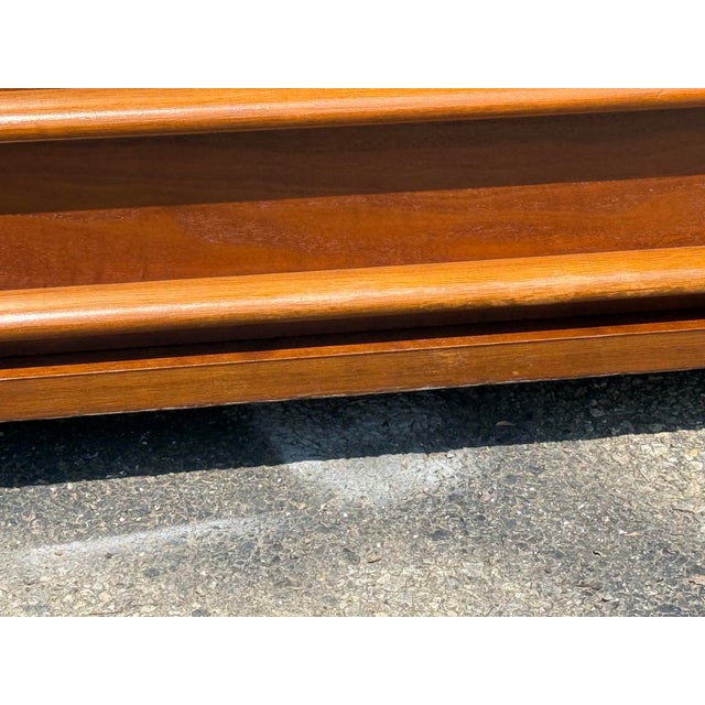 Mid-Century Modern Mid-Century Modern Walnut Low Media Console With Sliding Doors For Sale - Image 3 of 12