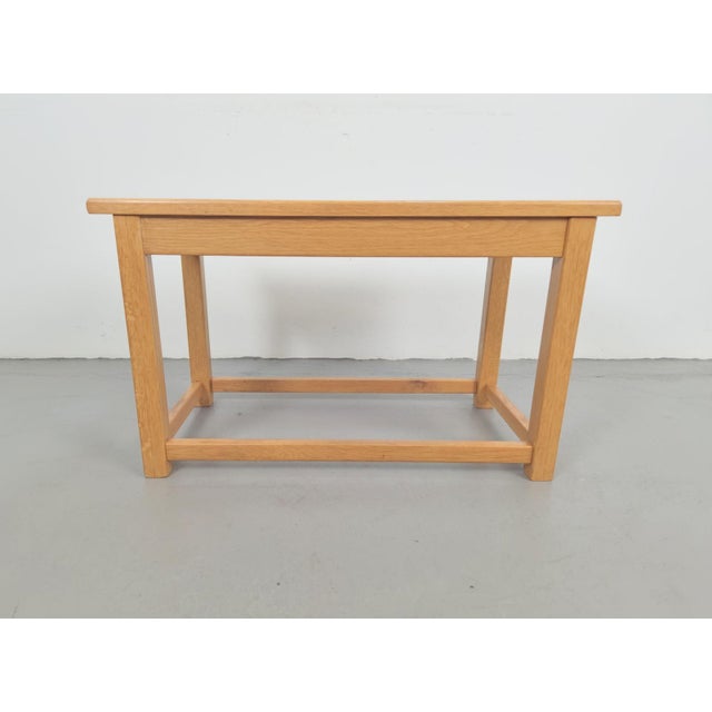 Contemporary Vintage Scandinavian Minimalist Oak Slat Bench, 1970 For Sale - Image 3 of 9