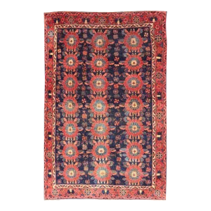 Antique Persian Bidjar Rug With All-Over Floral Motifs in Red and Blue