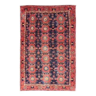 Antique Persian Bidjar Rug With All-Over Floral Motifs in Red and Blue 5'0 X 7'9 For Sale