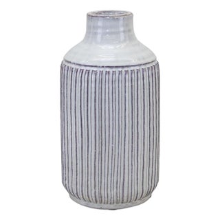 Rustic Ribbed Terra Cotta Vase 12.25"H For Sale
