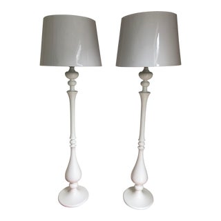Arteriors White Lola Floor Lamps - A Pair For Sale