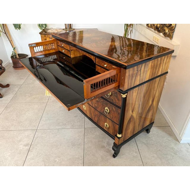 Wood Antique Empire Writing Desk in Walnut For Sale - Image 7 of 18