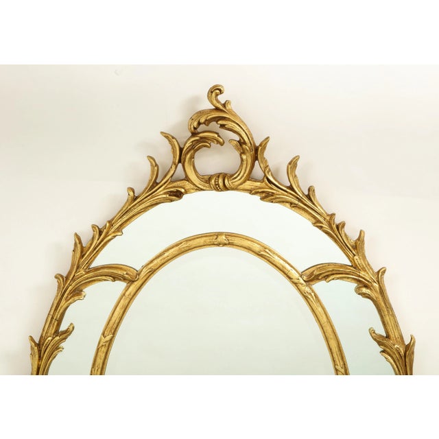 George III Style Oval Giltwood Border Glass Mirror For Sale - Image 4 of 6