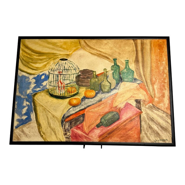 1960s Mid Century Modern Oil on Canvas Still Life, Signed For Sale