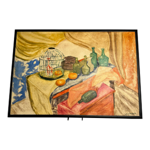 1960s Mid Century Modern Oil on Canvas Still Life, Signed
