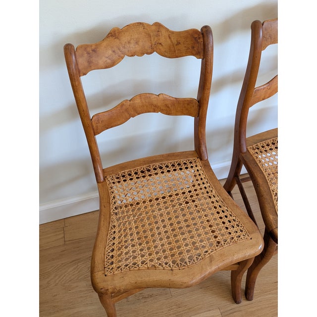 Brown Pair of Mid-1800's English Country Ladder Back Cane Chairs, Signed by J. Bates For Sale - Image 8 of 12