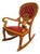 Antique Carved Oak Green Man Rocking Chair in Red Tufted Leather ~ Northwind Face For Sale
