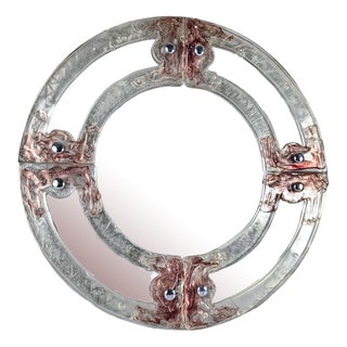 Venetian Round Mirror in Murano Glass from Mazzega, 1960s For Sale