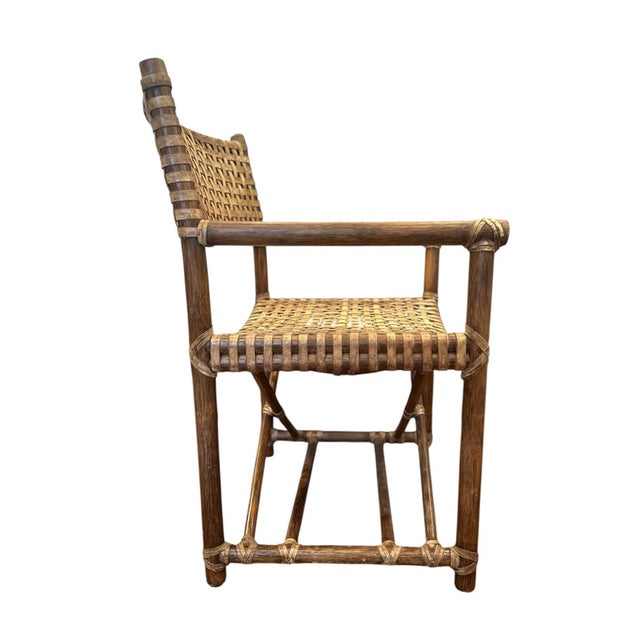 Mid 20th Century Vintage McGuire Furniture Laced Rawhide & Rattan Armchair For Sale - Image 5 of 9
